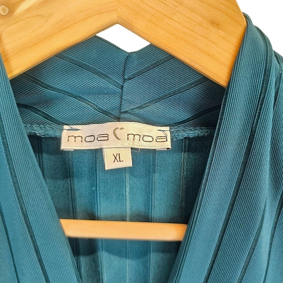 Vtg Moa Moa V-Neck Sleeveless Tie Back Babydoll Top XL Teal Green Y2K 90s Halter - Picture 10 of 11